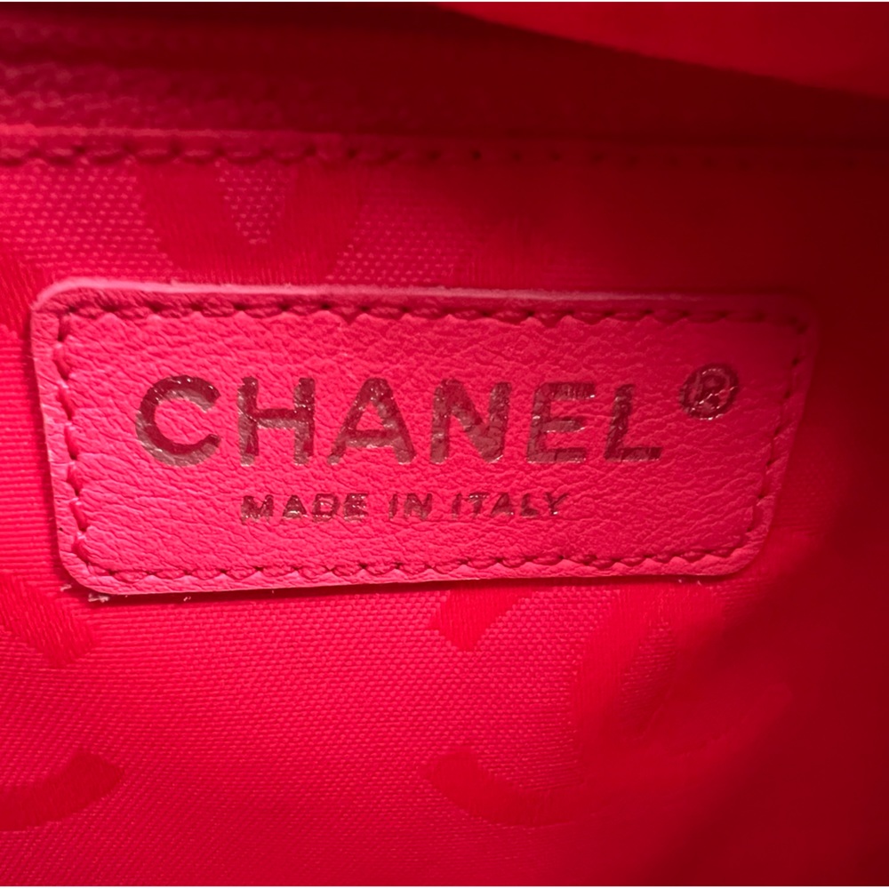 CHANEL Rue Cambon Black White Lambskin CC Tote Bag Pink Lined Vintage Purse EUC - Picture 14 of 15
